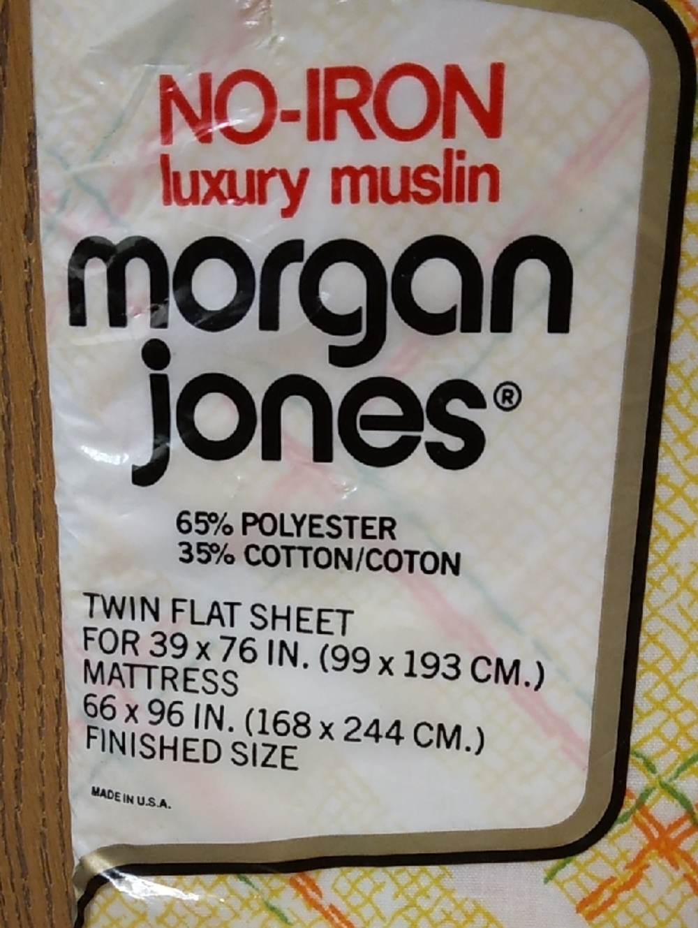 Vintage Morgan Jones No-Iron Luxury Muslin Twin Flat Sheet Yellow & Orange Plaid - Picture 2 of 8